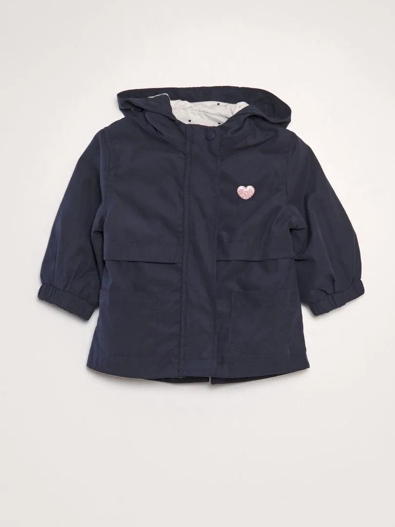 PARKA DE MICROFIBRA CON CAPUCHA  AZUL