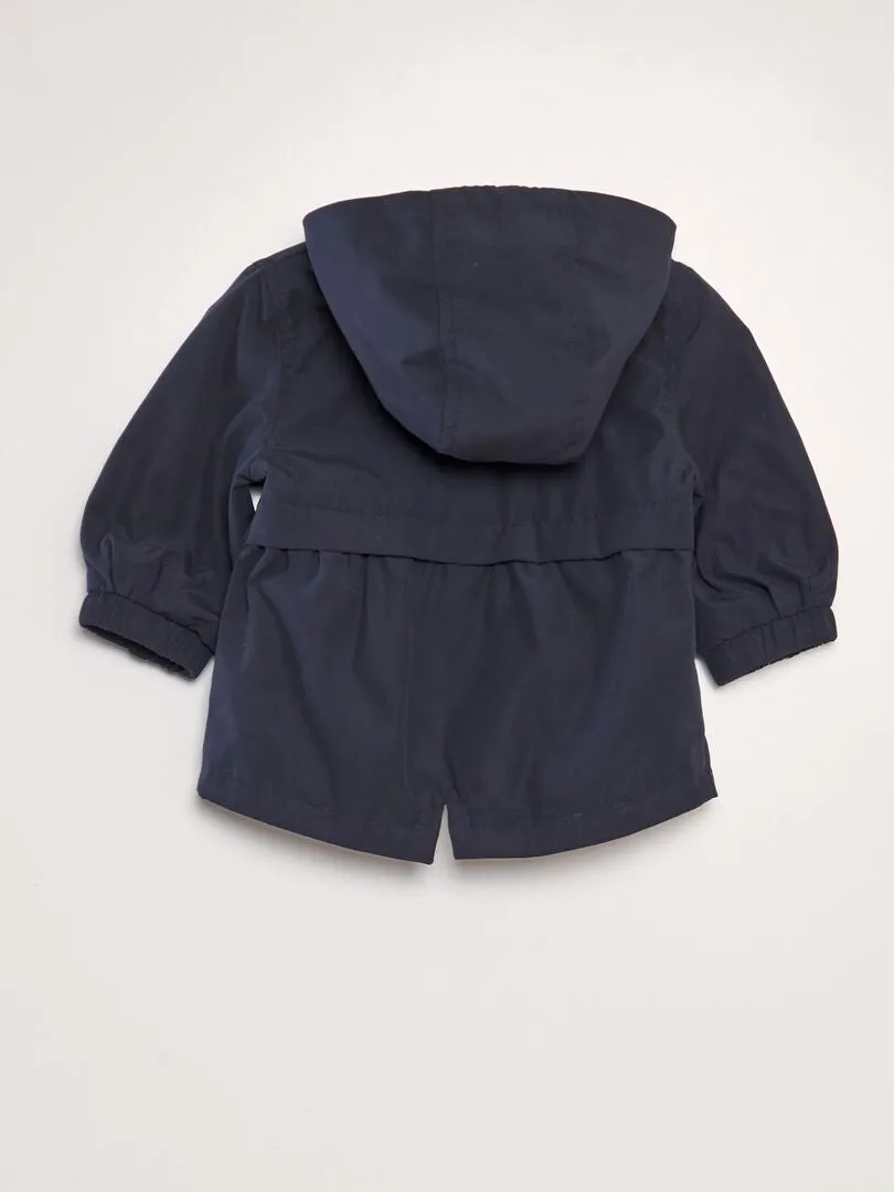 PARKA DE MICROFIBRA CON CAPUCHA  AZUL