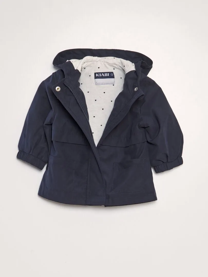 PARKA DE MICROFIBRA CON CAPUCHA  AZUL