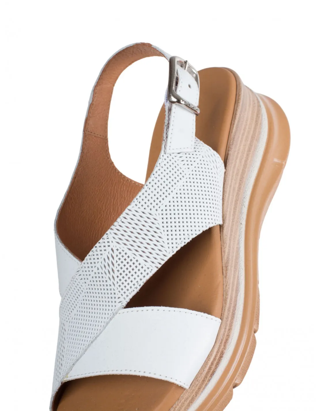 PAULA URBAN Sandalias Cuña Tiras Cruzadas Blancas