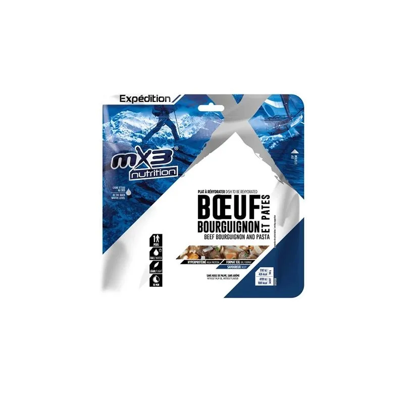 Platos liofilizados MX3 Nutrition Bourguignon de ternera y pasta