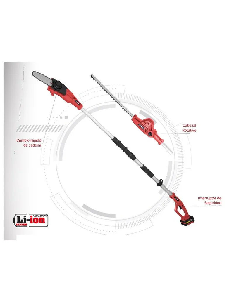 Podadora/Cortasetos Telescópica Stayer | Multi Garden Cutter MGC L2024 SET a batería 18V