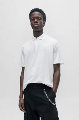 Polo de mezcla de algodón con tapeta de cremallera