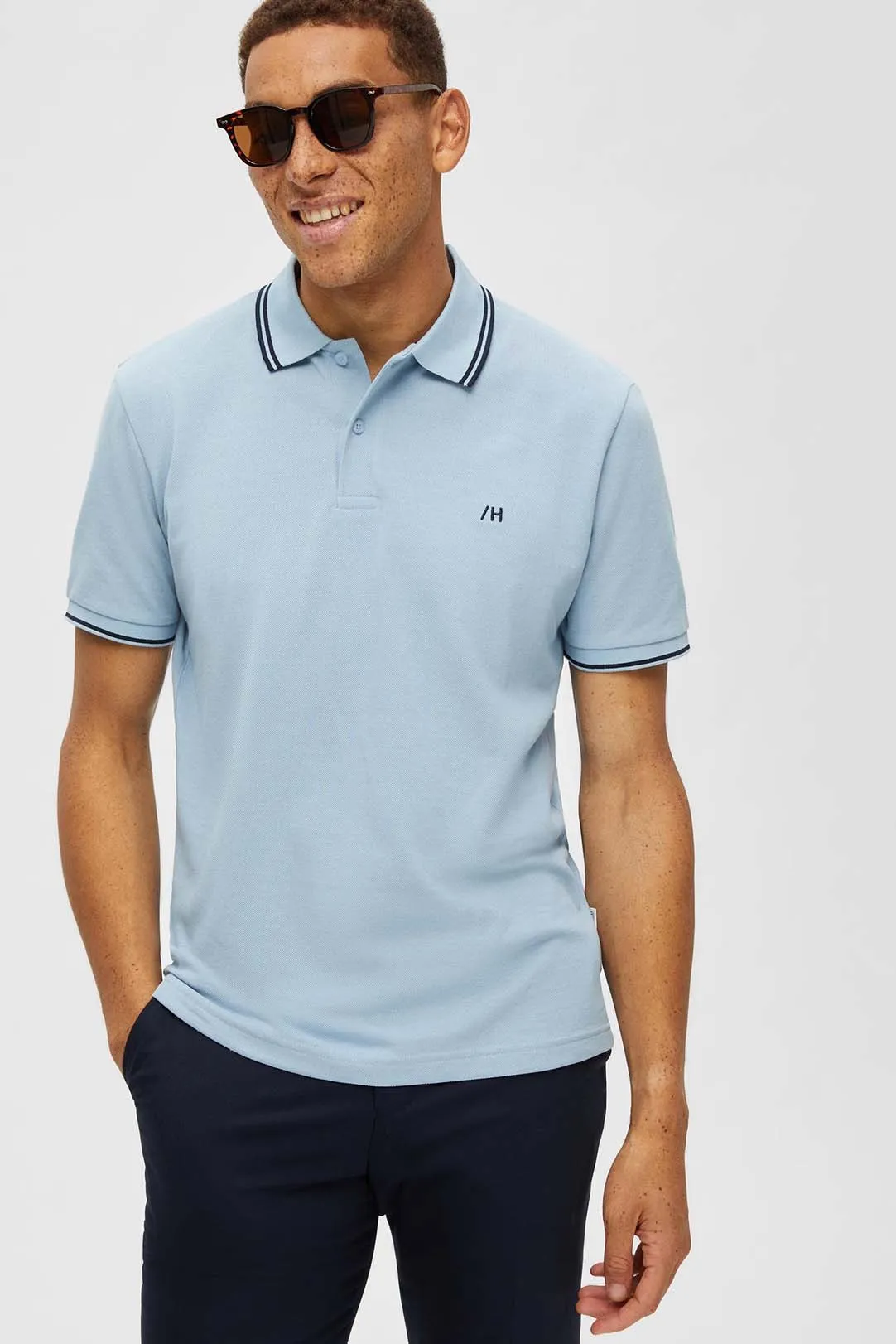 POLO HOMBRE SLHDANTE AZUL CIELO