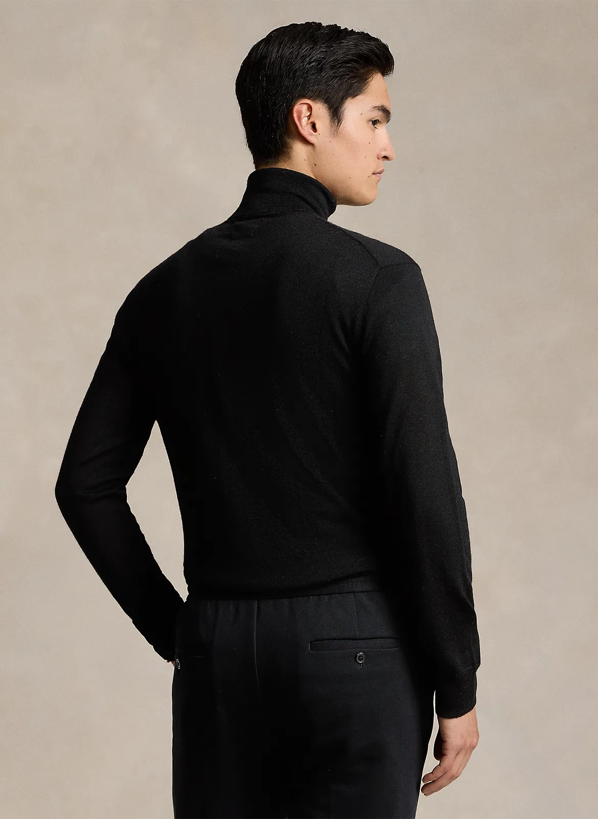 POLO RALPH LAUREN Jersey de cuello alto bordado en lana en negro