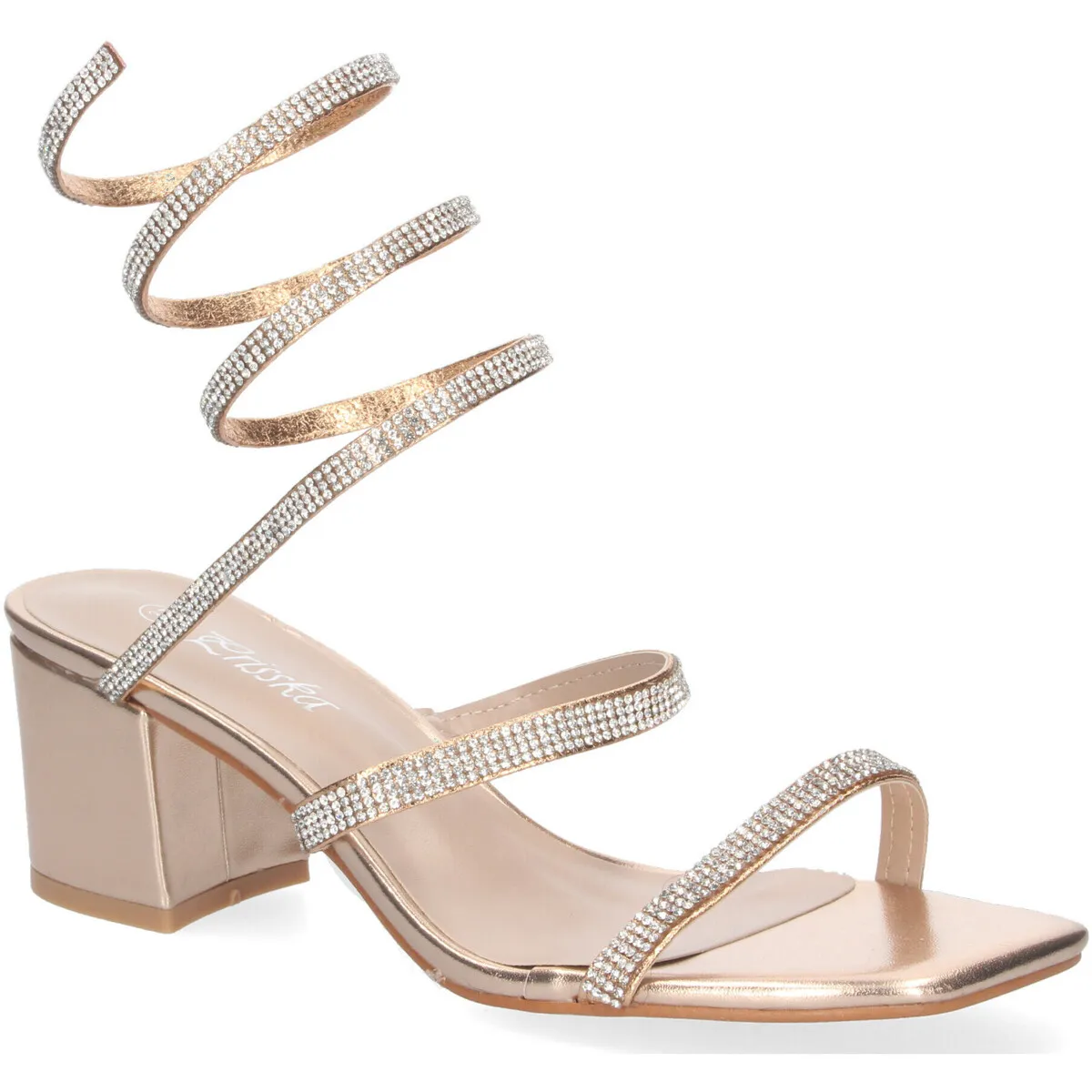 Sandalias con Tacón Ancho y Adornos Brillantes para mujer