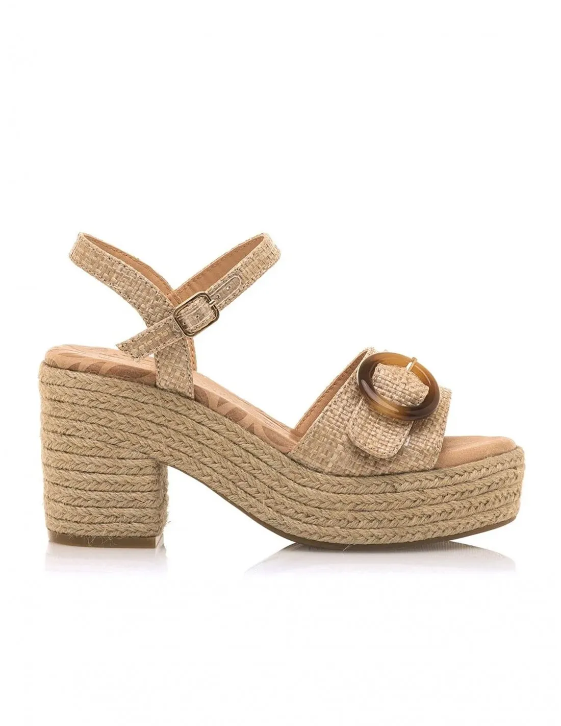 Sandalias Esparto Tacón Natural MUSTANG