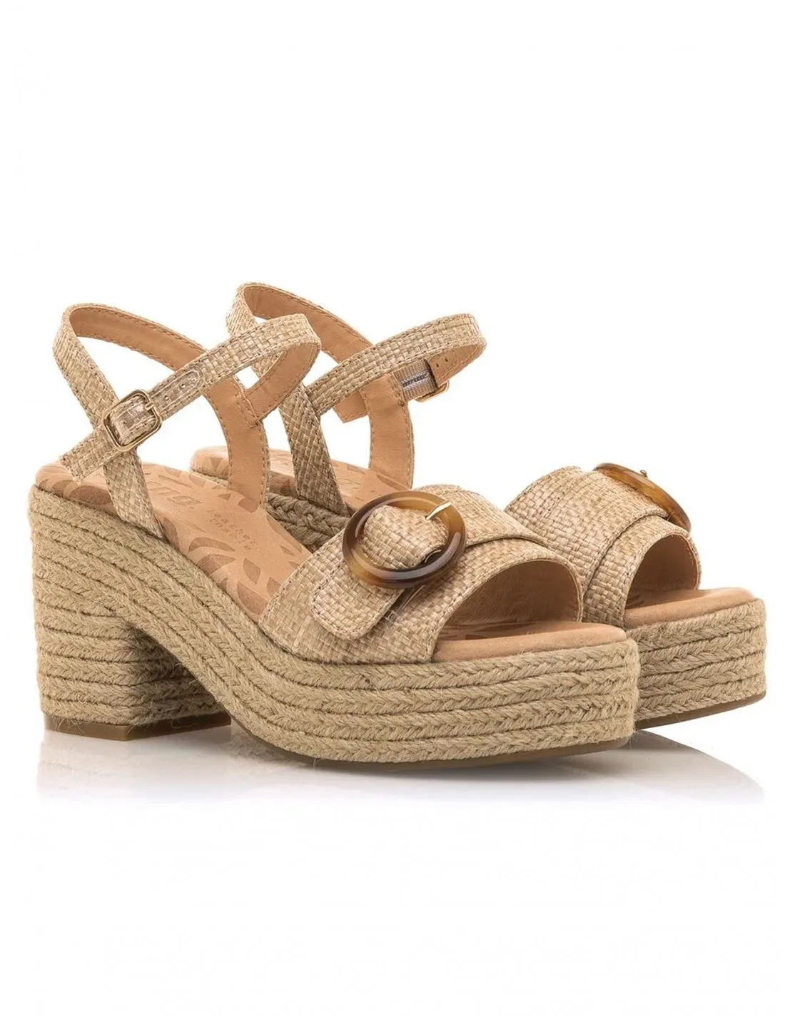 Sandalias Esparto Tacón Natural MUSTANG