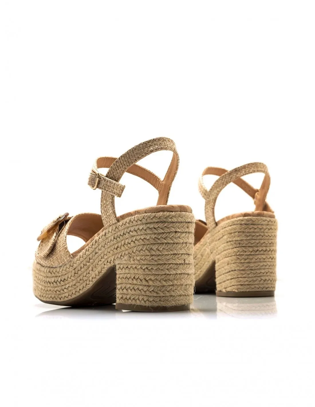 Sandalias Esparto Tacón Natural MUSTANG