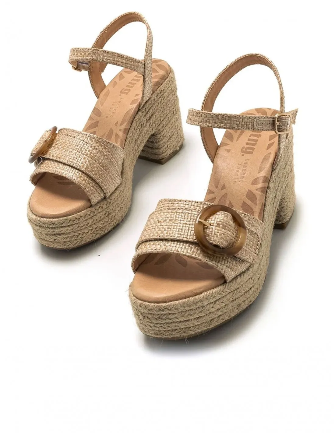 Sandalias Esparto Tacón Natural MUSTANG