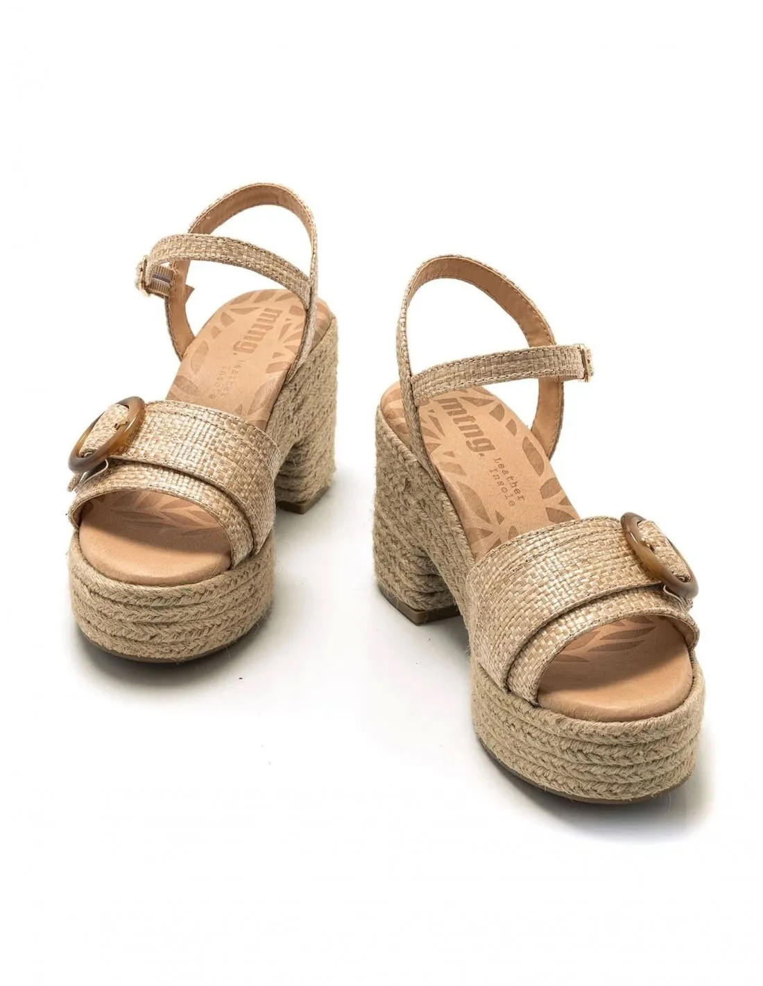 Sandalias Esparto Tacón Natural MUSTANG