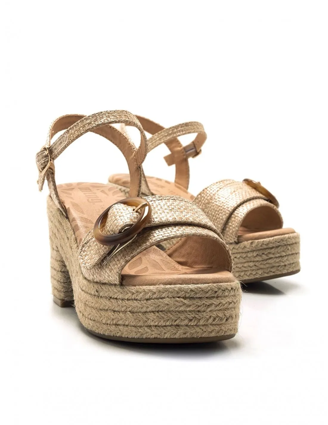 Sandalias Esparto Tacón Natural MUSTANG