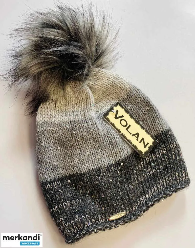 SOMBRERO DE MUJER DE 3 COLORES CON ADORNOS  POMPóN GRANDE  OTOñO/INVIERNO