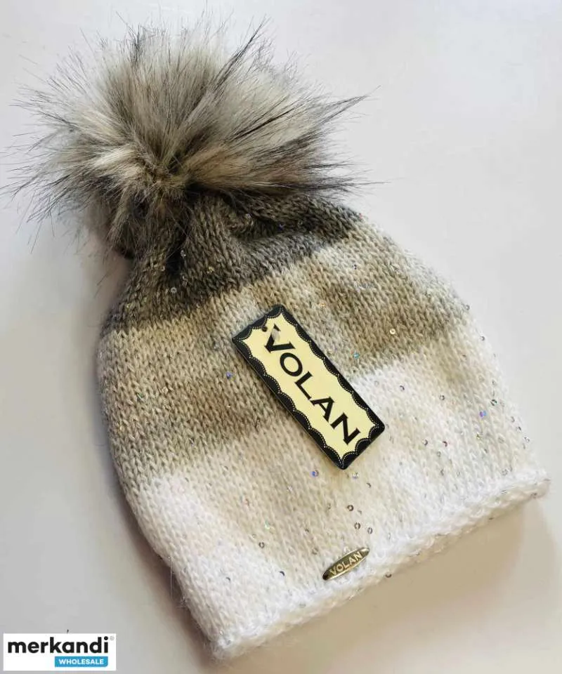 SOMBRERO DE MUJER DE 3 COLORES CON ADORNOS  POMPóN GRANDE  OTOñO/INVIERNO