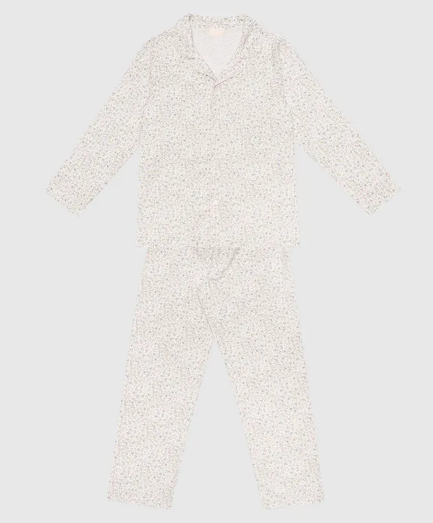 Story Loris Children's white pajamas in a floral print