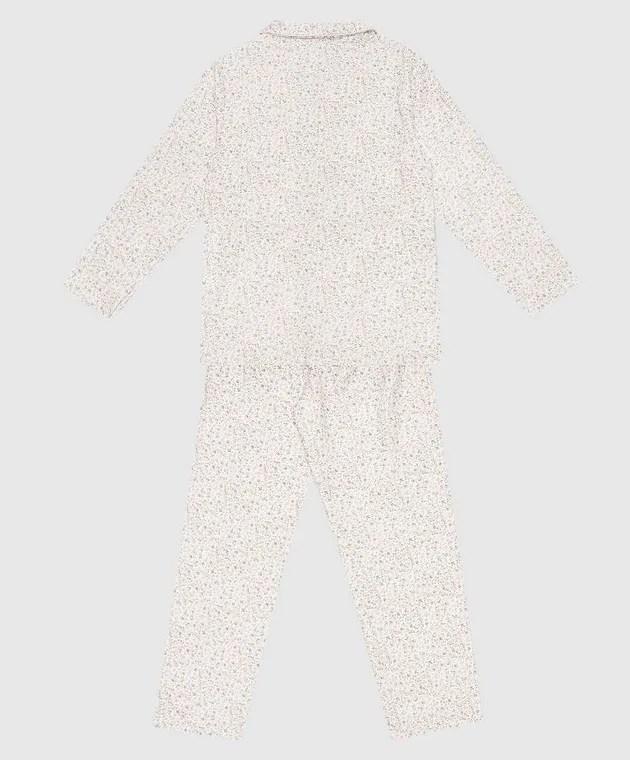 Story Loris Children's white pajamas in a floral print