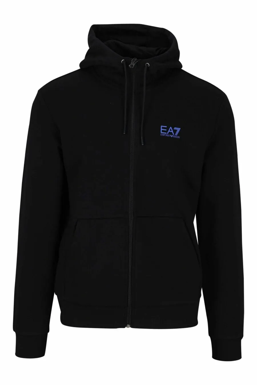 Sudadera negra con cremallera y capucha y minilogo 