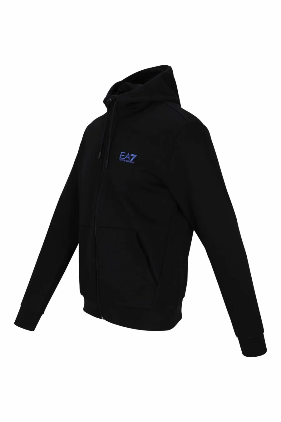 Sudadera negra con cremallera y capucha y minilogo 