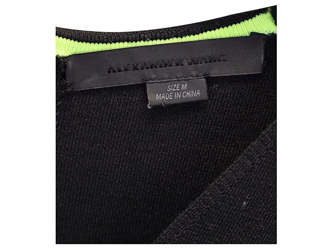 Top de manga larga con cuello en V de Alexander Wang en rayón negro 
