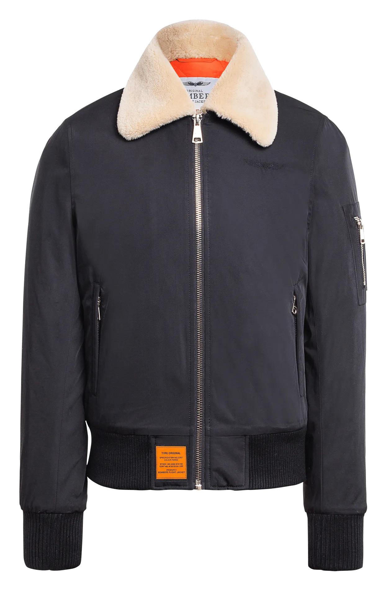 VERSMOLD  CAZADORA DE AVIADOR CON CUELLO CLáSICO EN NEGRO