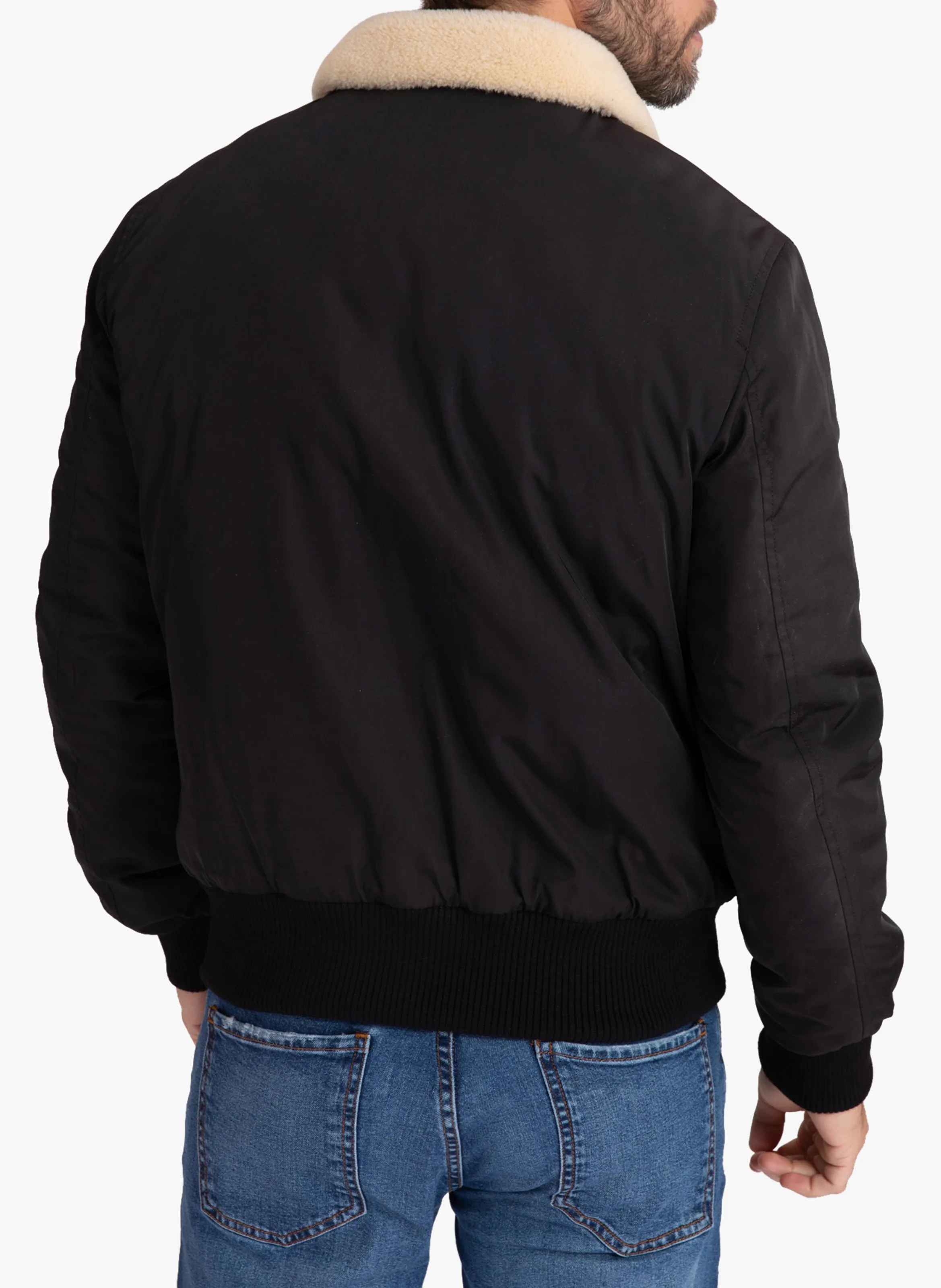 VERSMOLD  CAZADORA DE AVIADOR CON CUELLO CLáSICO EN NEGRO