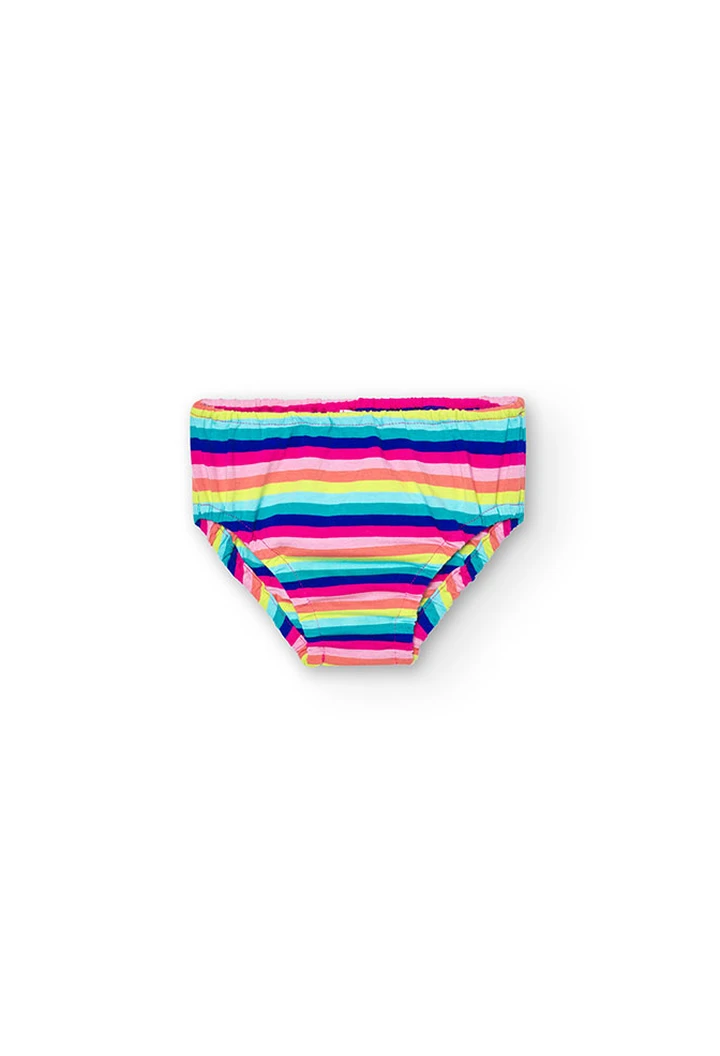 Vestido de punto elástico listado de bebé niña