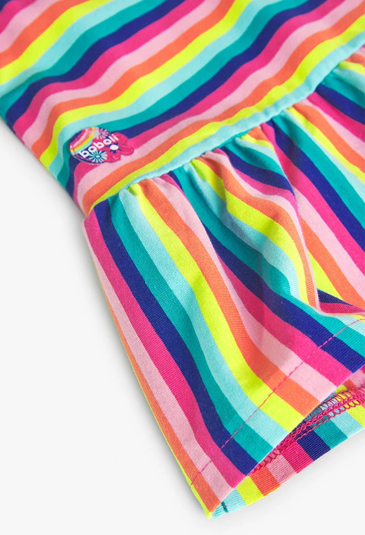 Vestido de punto elástico listado de bebé niña