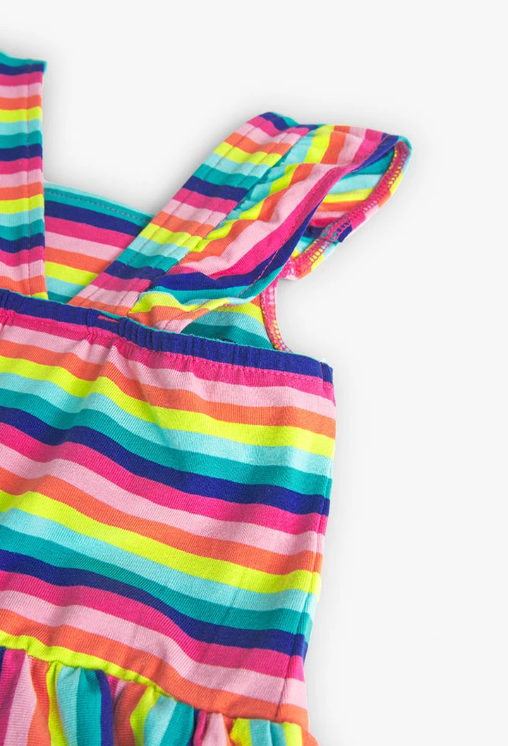 Vestido de punto elástico listado de bebé niña
