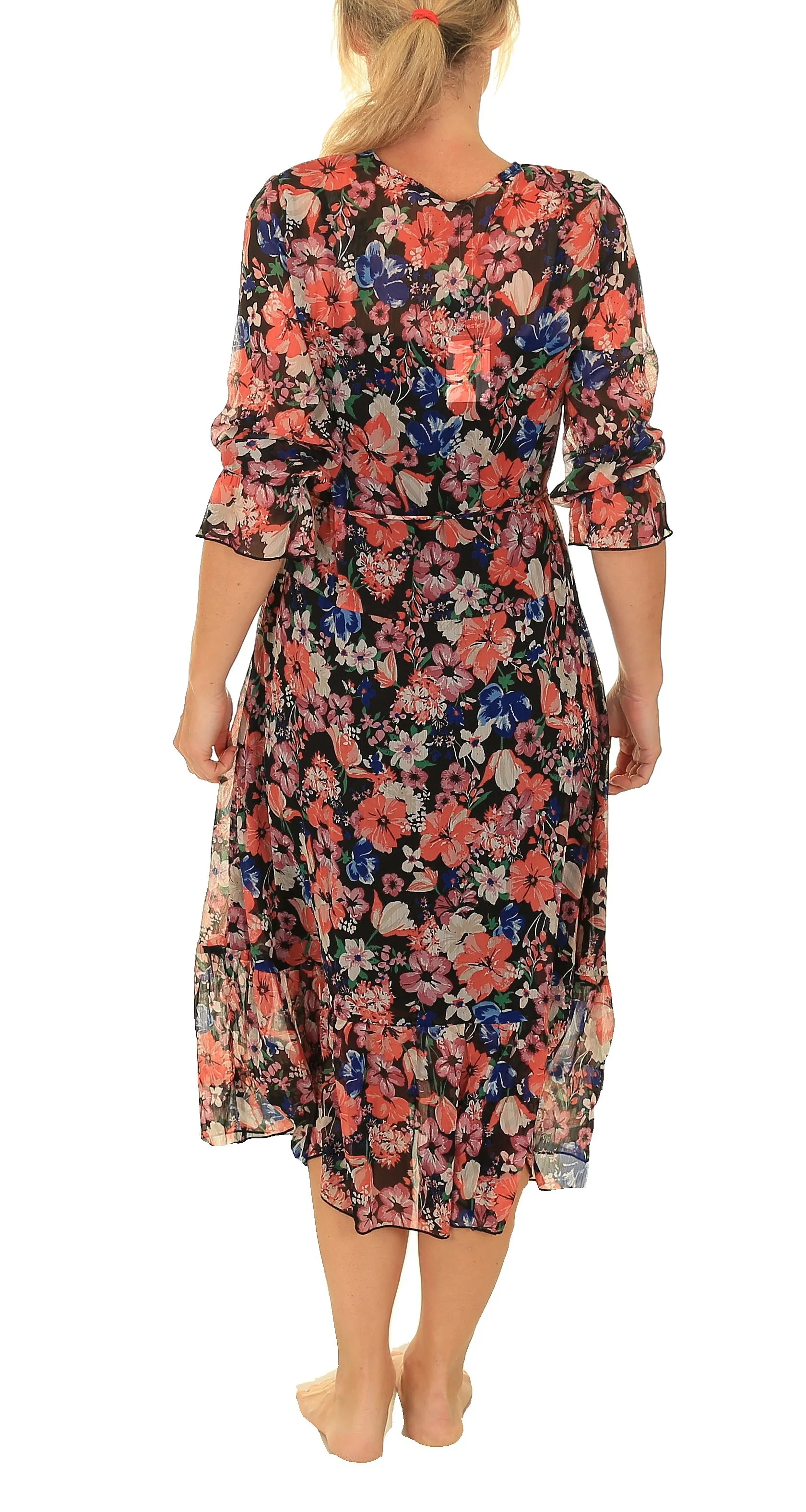 VESTIDO ONLY BAILEY LIFE 3/4 MIDI  BLACK  WOMEN´S
