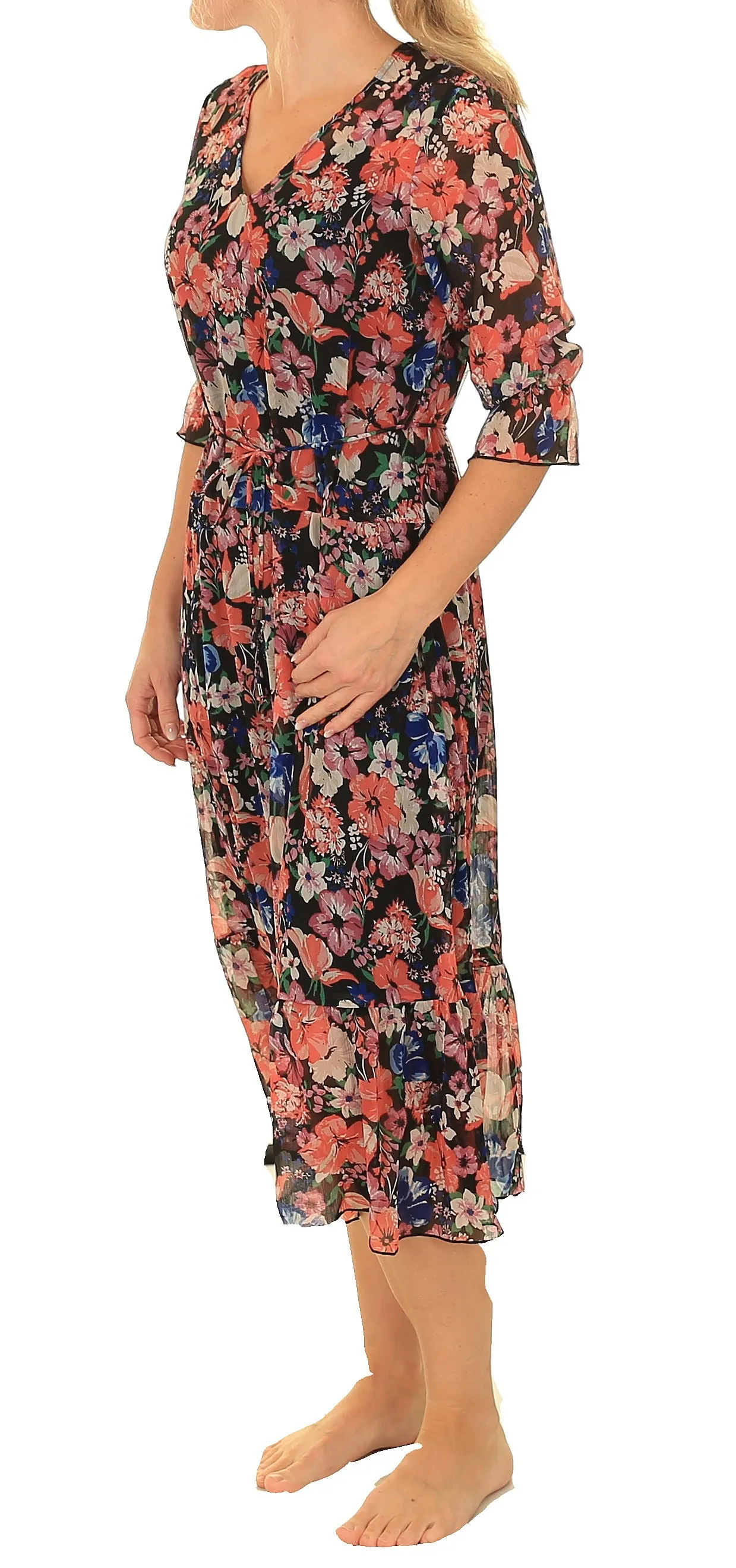 VESTIDO ONLY BAILEY LIFE 3/4 MIDI  BLACK  WOMEN´S