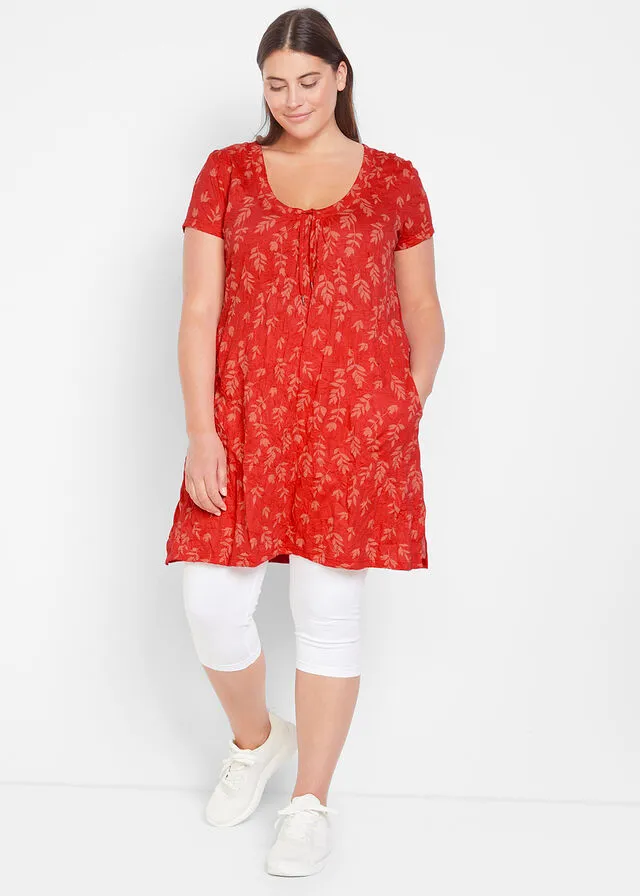 Vestido y leggings capri (conjunto de 2 piezas) Amapola/blanco de flores