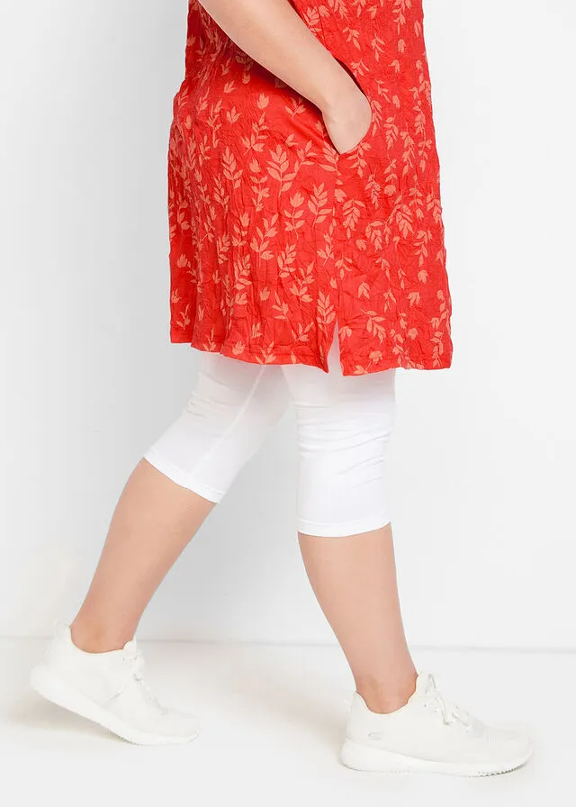 Vestido y leggings capri (conjunto de 2 piezas) Amapola/blanco de flores