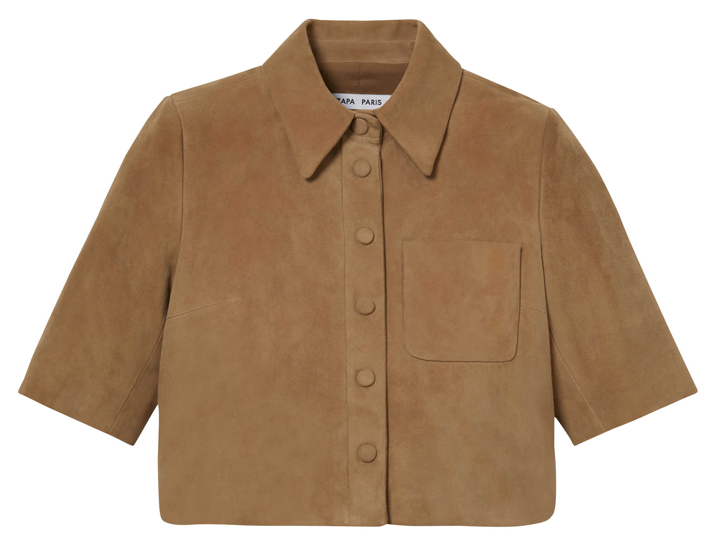 ZAPA CELINA  CAMISA CORTA RECTA DE CUERO DE GAMUZA EN BEIGE