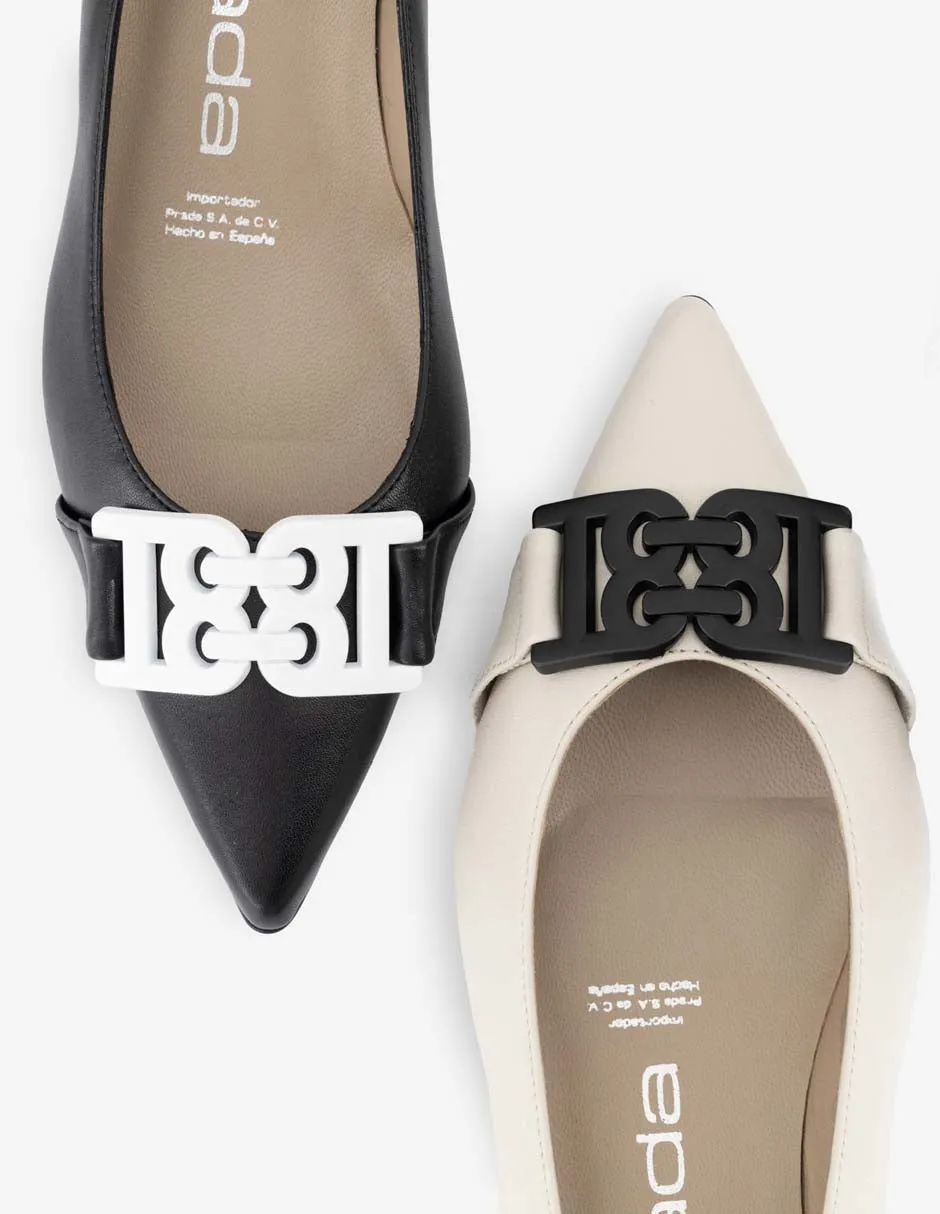 Zapatilla de tacón escultural de piel napa en color blanco para mujer